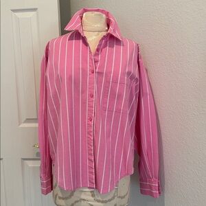 Pink Striped Button-Up Shirt